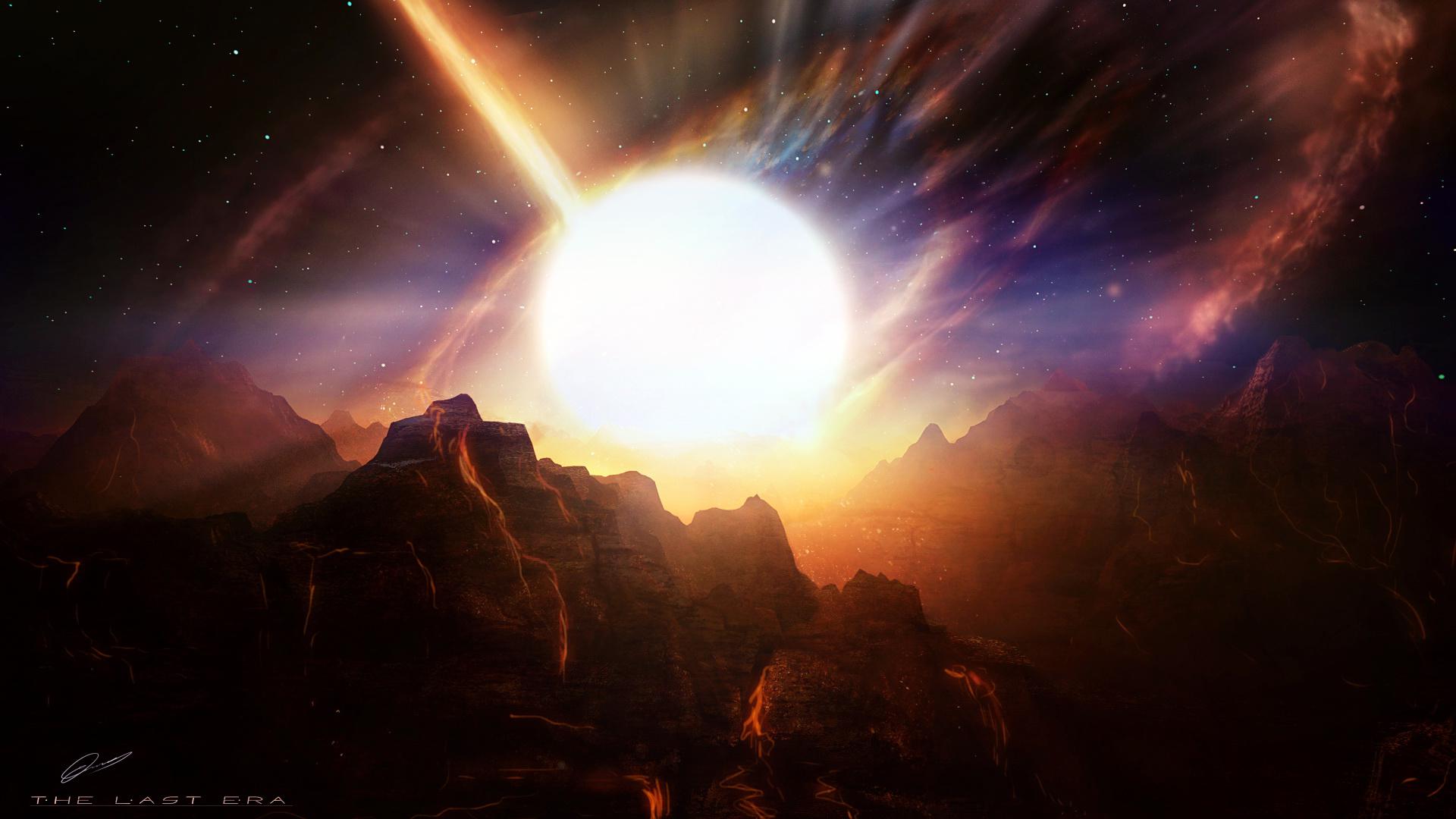 download alien landscape planet stars starlight mountains art for