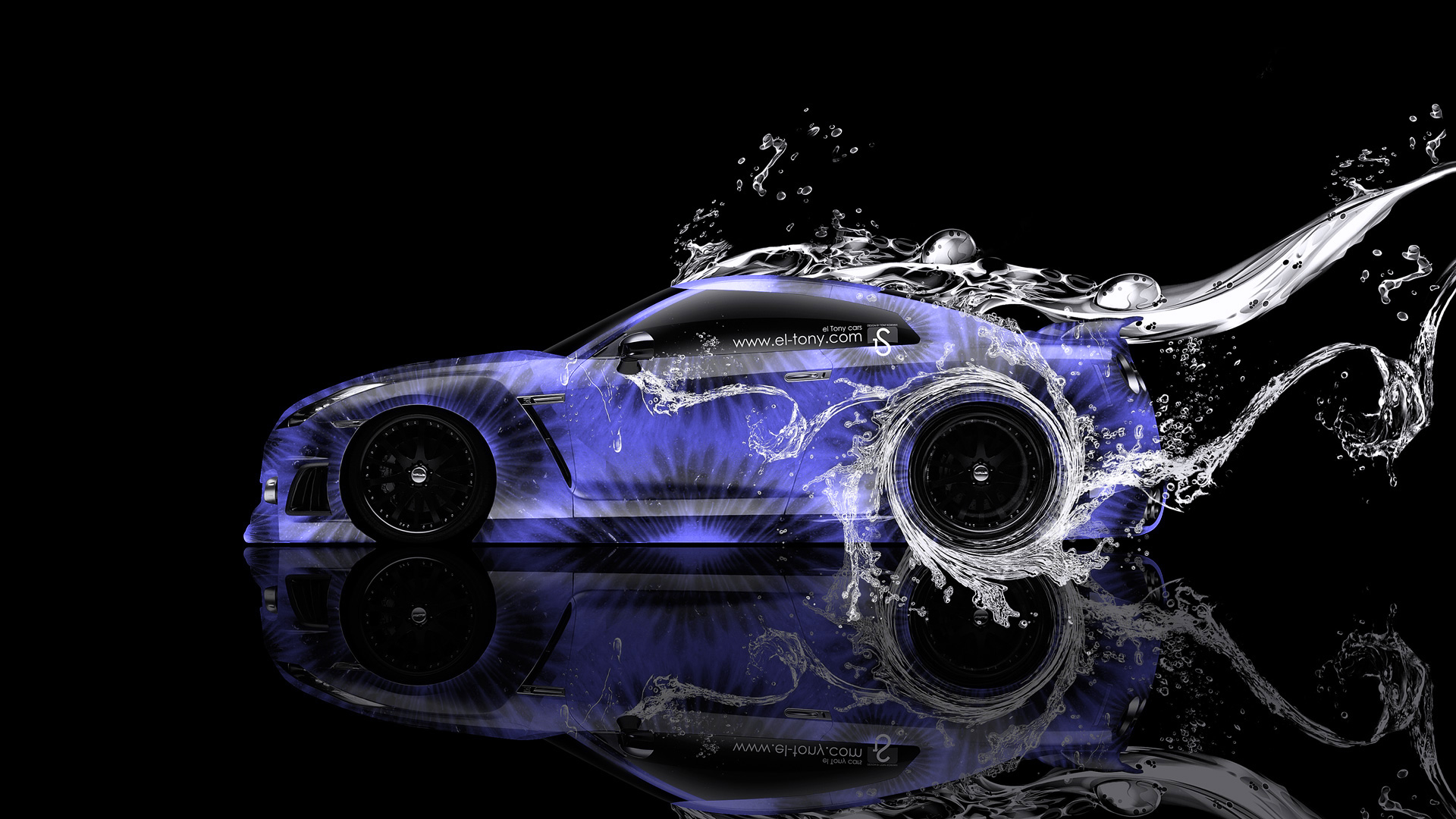 nissan gtr r water kiwi car  blue colors hd wallpapers design by